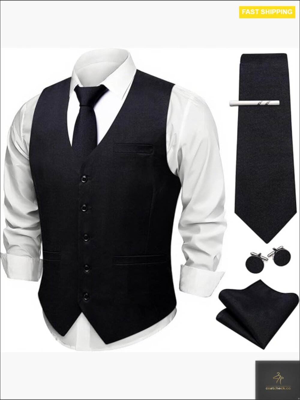 Linen V-Neck Vest Set Vintage Tuxedo Casual Wedding Business 5 Piece